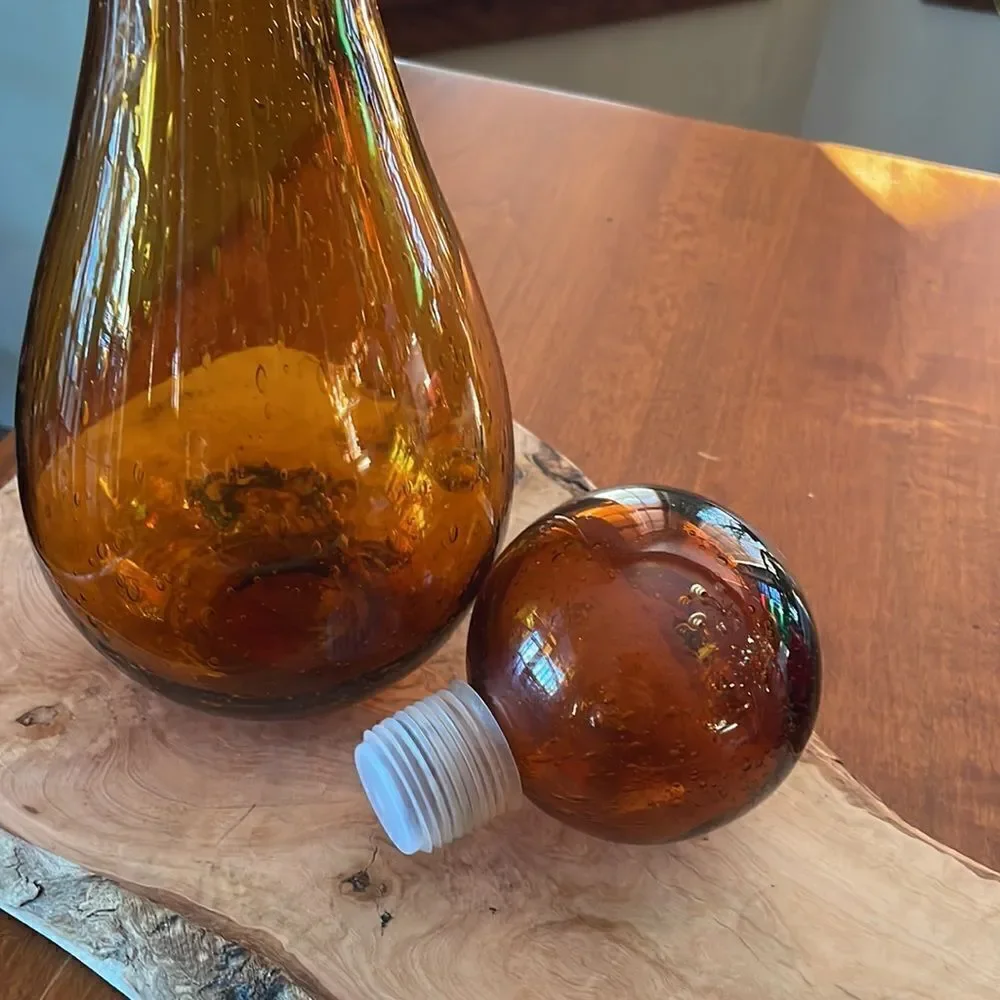 Amber Glass Decanter with Stopper